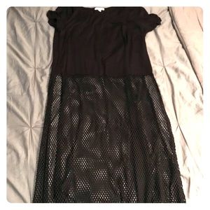 Ankle length net & cotton shirt